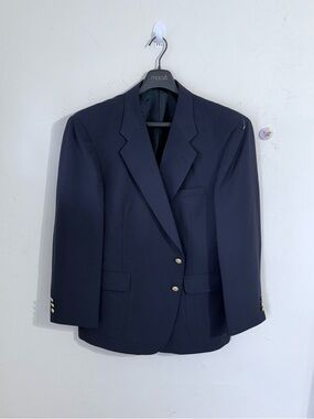 David Taylor Men’s Navy Blue Blazer Sport Coat Gold Buttons 46R Classic
